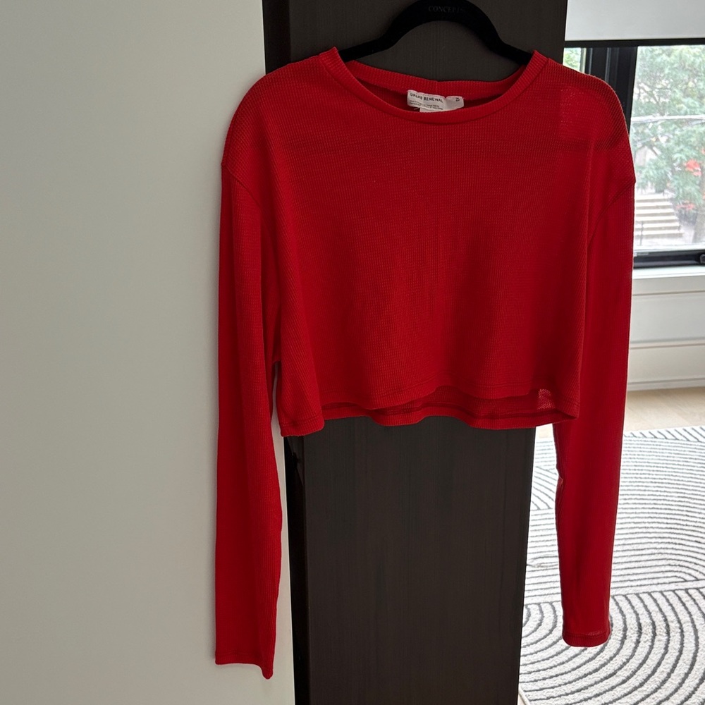 Urban Outfitters Red Cropped Shirt